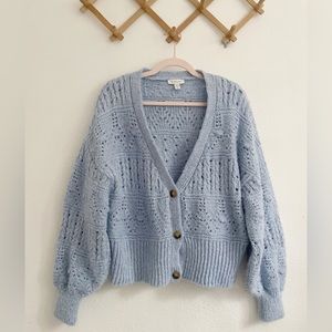 Topshop Powder Blue Oversized Cardigan with Balloon Sleeves